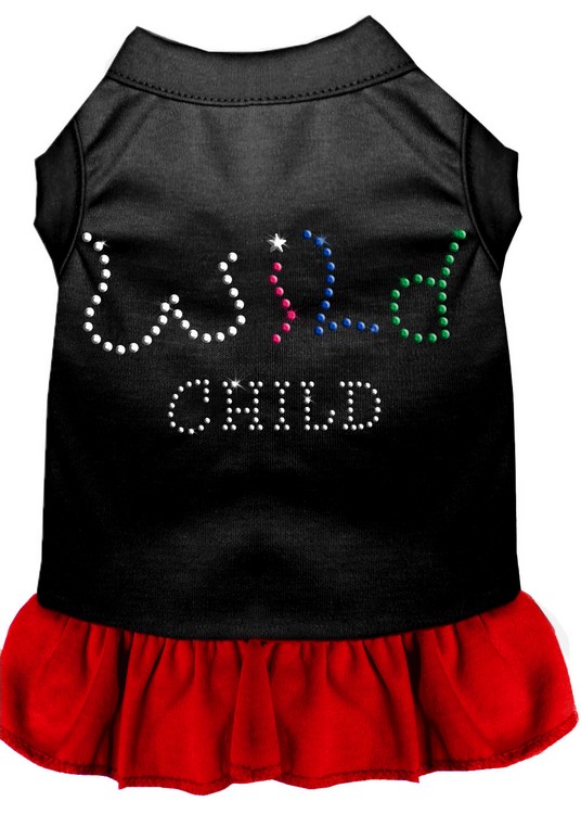 Rhinestone Wild Child Dress Black with Red XS